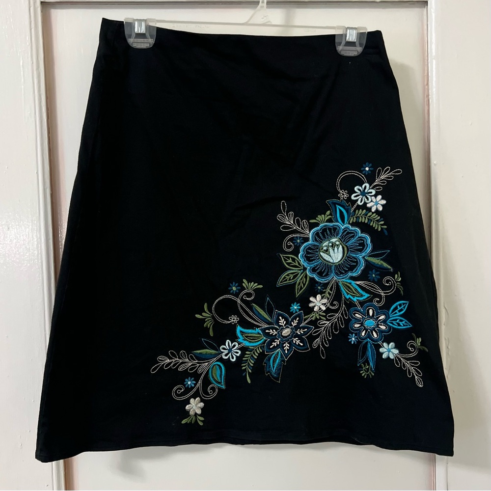 Vintage Y2K Embroidered Floral Skirt flower embroidery cotton mini short 2000s